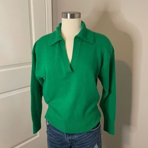 Jcrew wool blend emerald green v neck sweater